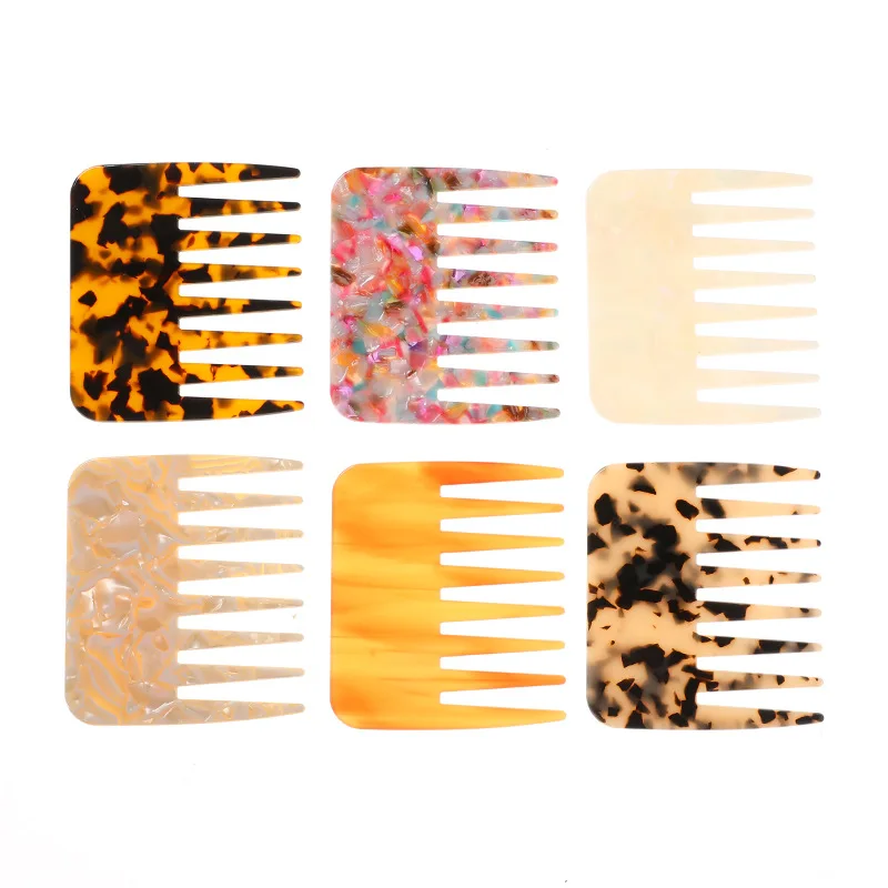 

New Korean And Japan Acetic Acid Sheet Hair Comb Anti-Static Comb Stylish And Exquisite Marbling Leopard Print Wide Tooth Comb