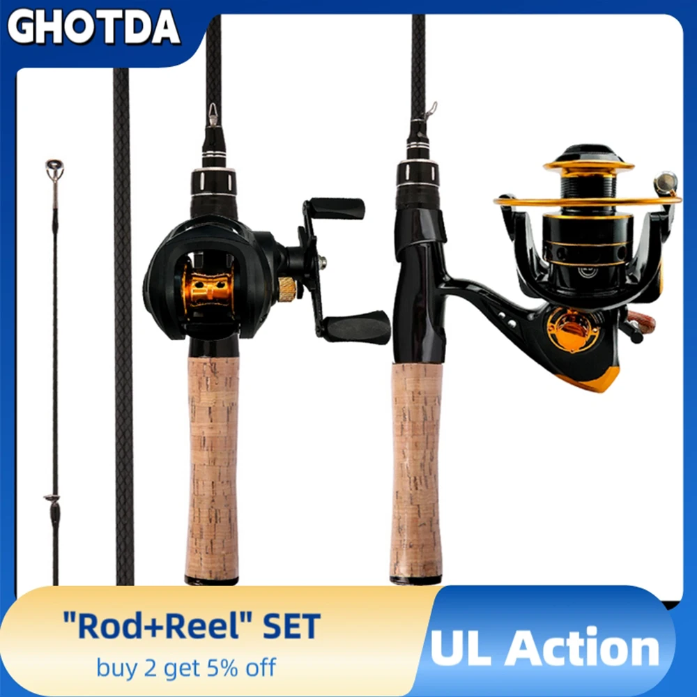 

GHOTDA 168CM 180CM Lure Fishing Rod 19+1BB Baitcasting Reel Carbon Fiber 2 Sections Jigging Rods Combo Travel Fishing Set Pesca