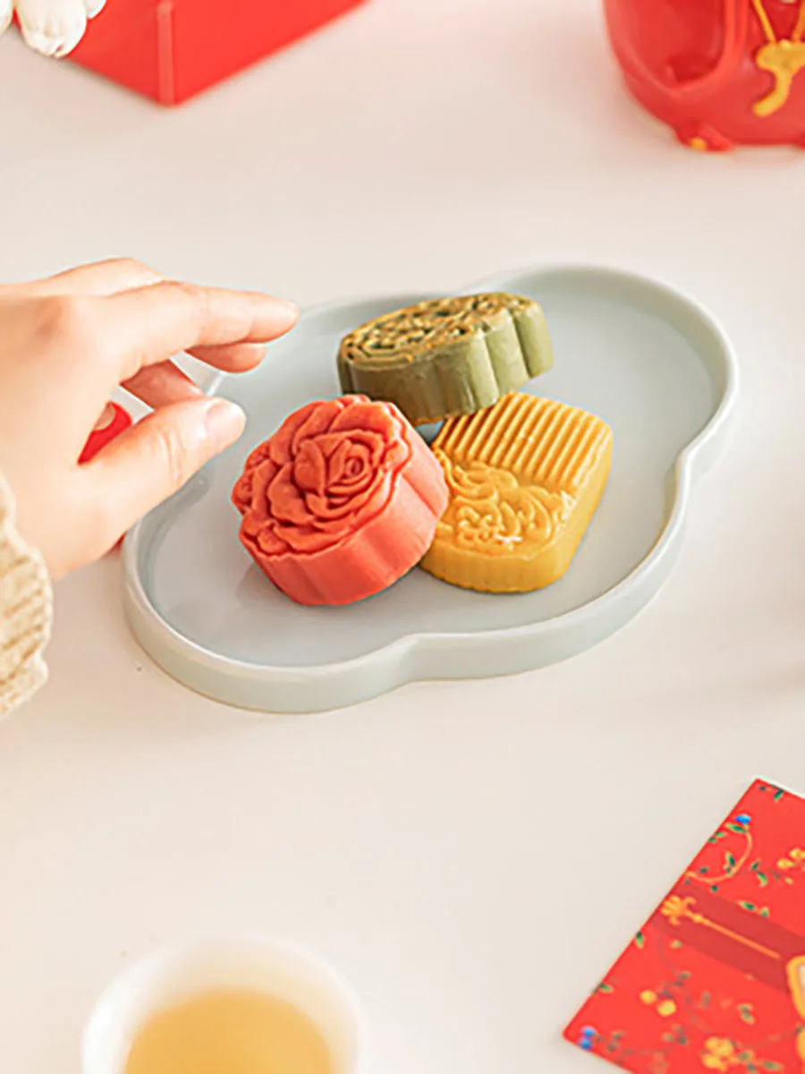 Small Ceramic Tableware for Home Dining Dishes, Breakfast Tray, Cake, Dessert Plates, Photo Props for Chinese Red Wedding Part