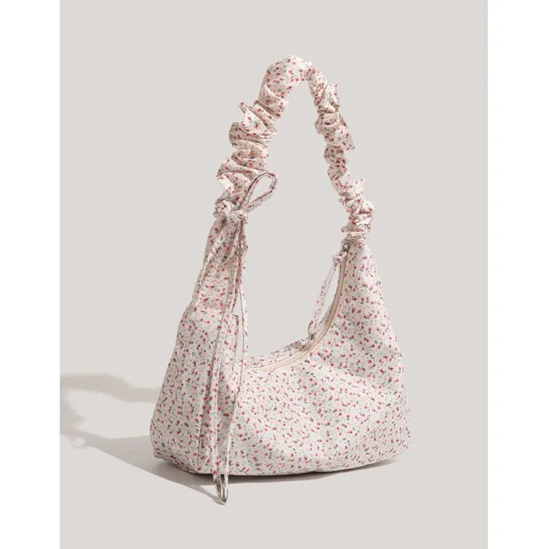 JIAERDI Fairycore Floral Canvas Shoulder Bags Women Summer Harajuku Drawstring Casual Handbag Female Sweet Messenger Bag Y2k