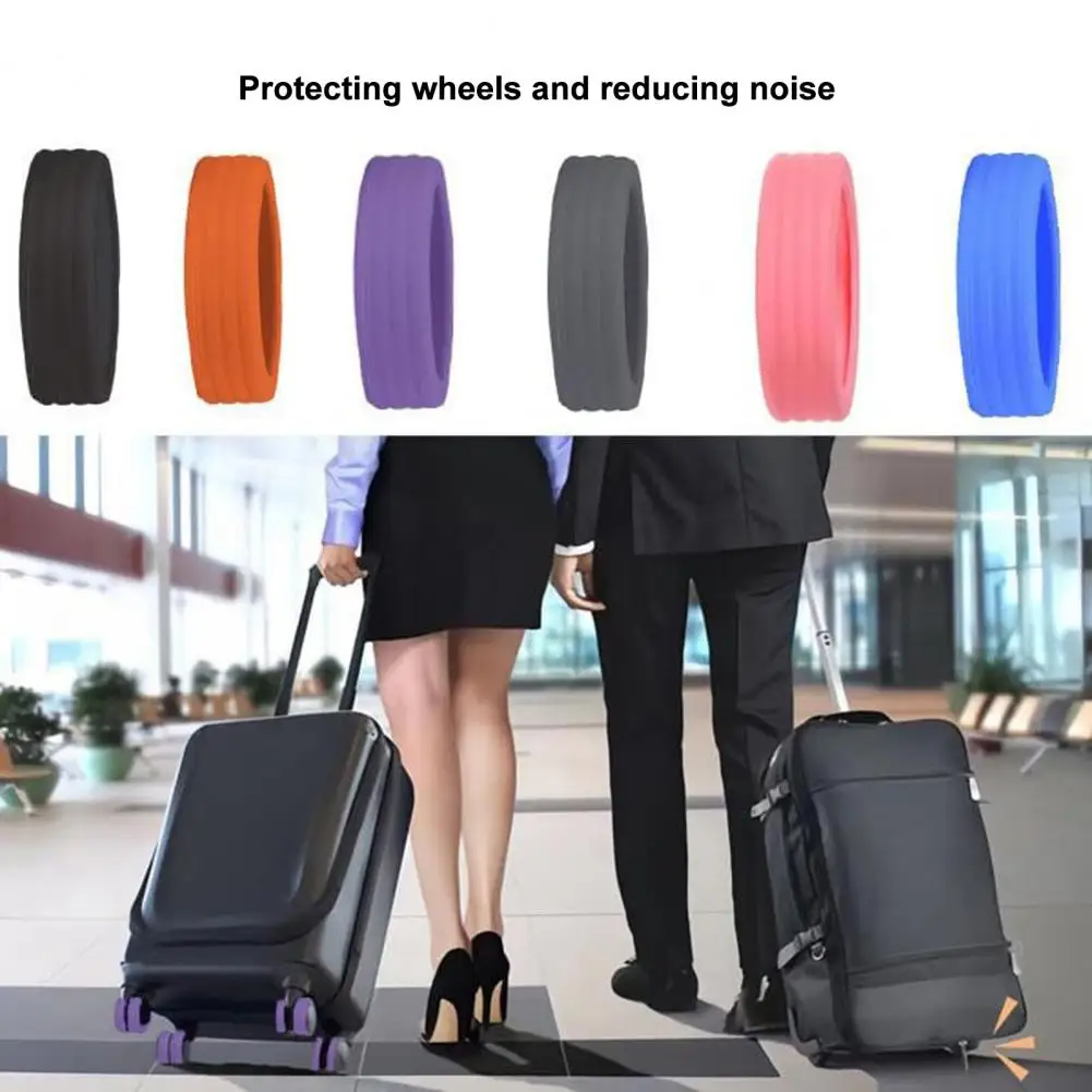 Silicone Mala Roda Capas Coloridas Para Bagagem, Melhorar Viagem Aventura, Minimizar o Ruído