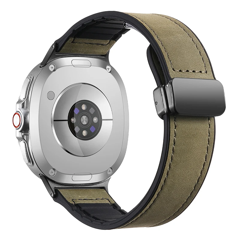 Premium Magnetic Leather Silicone Strap - Men's Sports Bracelet
