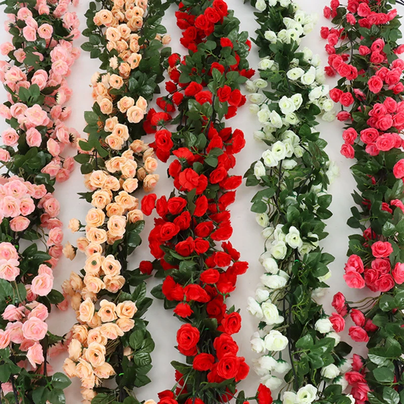Artificial Flower 2.5m 1.8m Rose Vine For Wedding Garland Home Room Decoration Silk