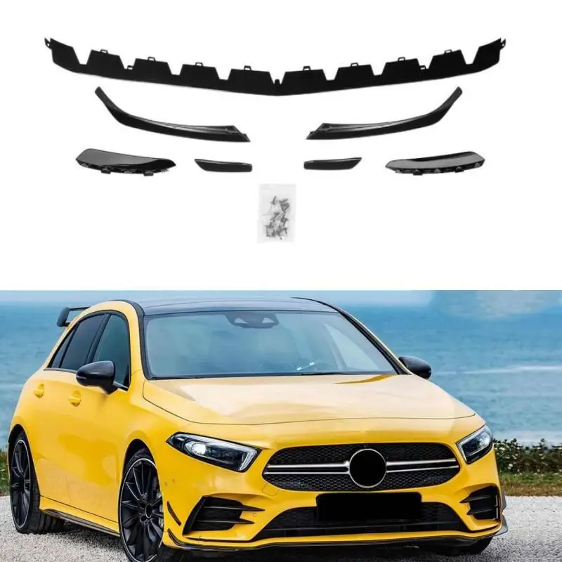 Kit Spoiler Paraurti Anteriore In ABS Nero Lucido Per Mercedes Classe A W177 (A180, A200, A35 AMG) 2023+, Modifica Sportiva