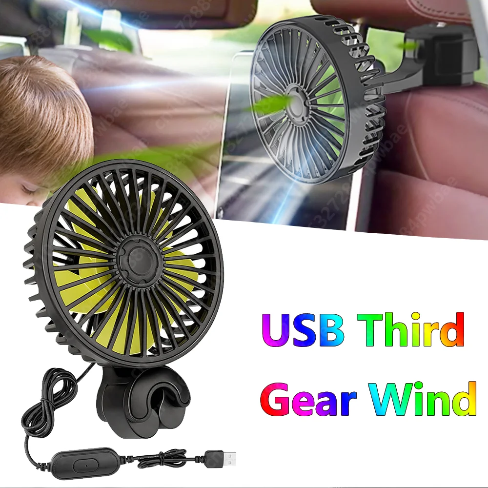 

Car Portable Electric Fan Cooler USB Auto Air Freshener Fan Automobile Ventilador Speeds Cooling Fan 12V 24V for SUV RV Vehicles