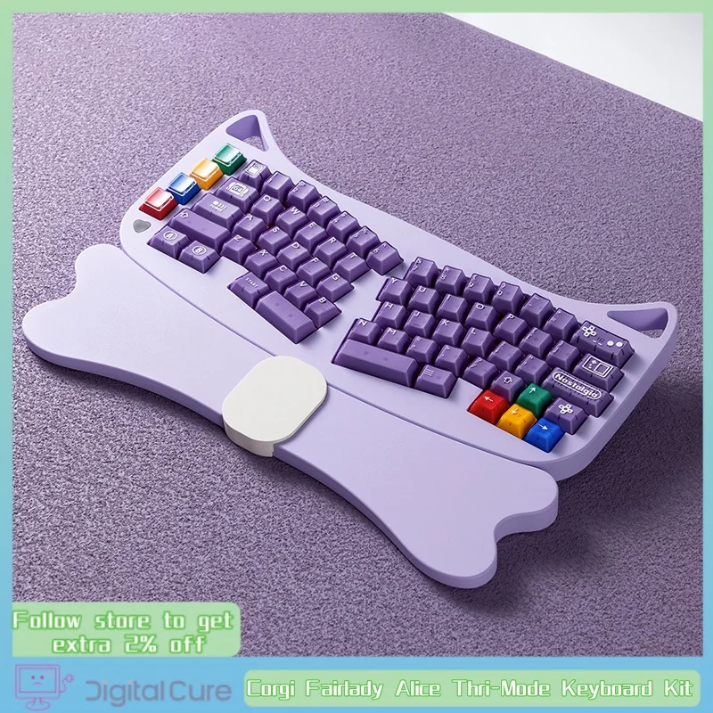 Corgi Fairlady Alice Thri-Mode 알루미늄 키보드 키트 무선 맞춤형 RGB 핫 플러그 기계식 키보드 키트 게임 사무실