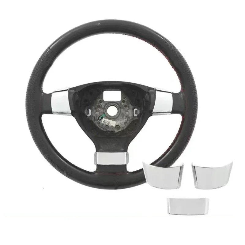 Фото Для VW Golf 5 MK5 Passat B6 Jetta Tiguan 2007-2011 Автомобильный Стайлинг рулевое колесо хромированная отделка крышка вставка наклейка №2