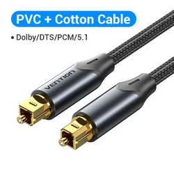 Vention Premium Digital Optical Audio Fiber Cable - Toslink SPDIF Coaxial (1m/2m) - 3m (Cotton Cable New)