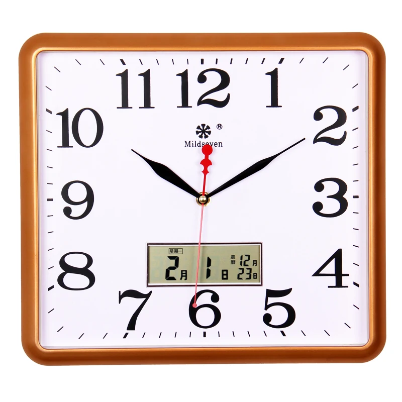 Large Square Digital Wall Clock with Led Calendar Style 3  