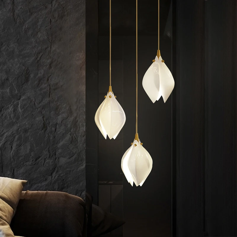 

Modern luxury bedside chandeliers, villa hollow living room, high-end decoration, restaurant lights, staircase lighting