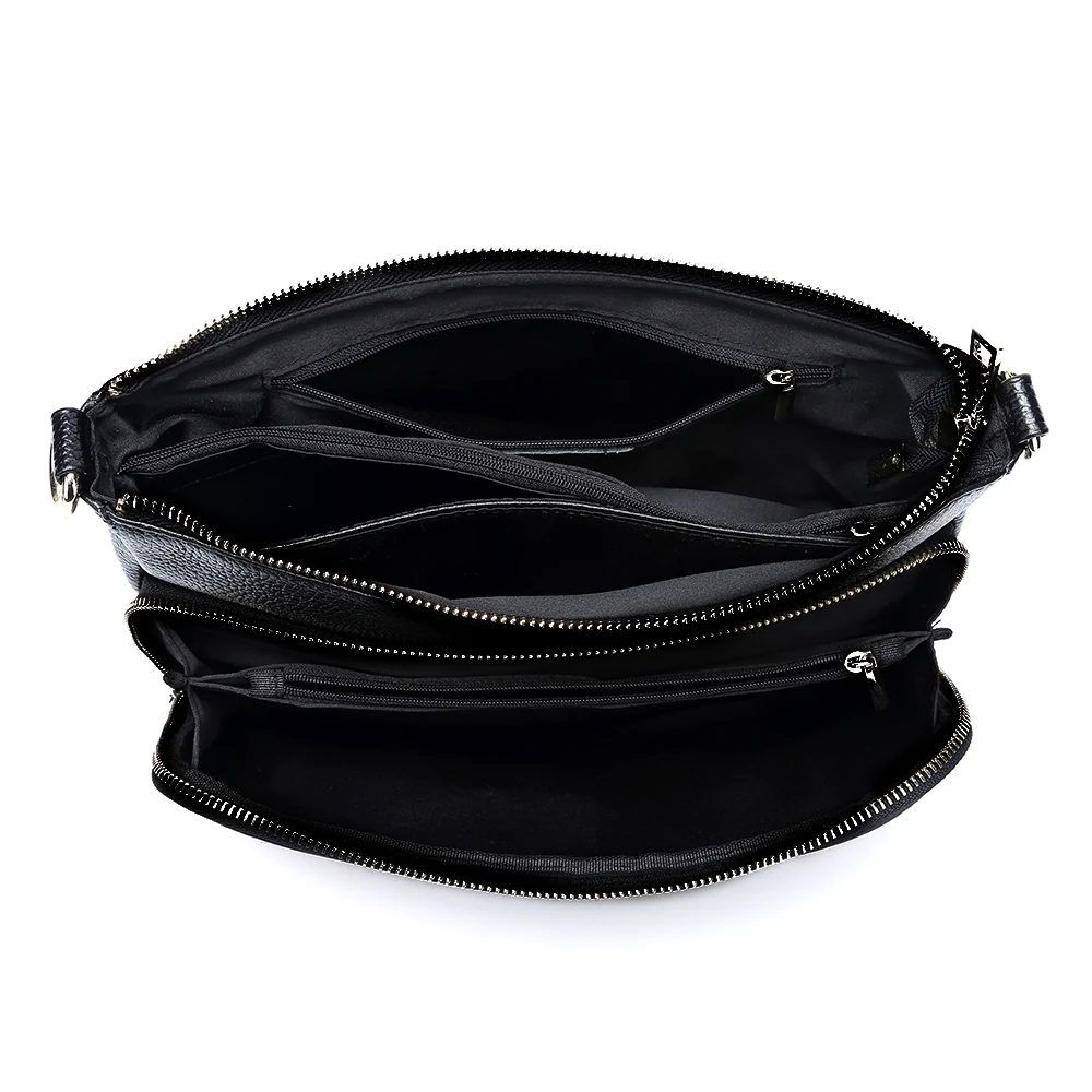 Zency Women's Handbag 100% Genuine Leather Ladies Shoulder Crossbody Messenger Bag Fashion Hobos Black High Quality 6