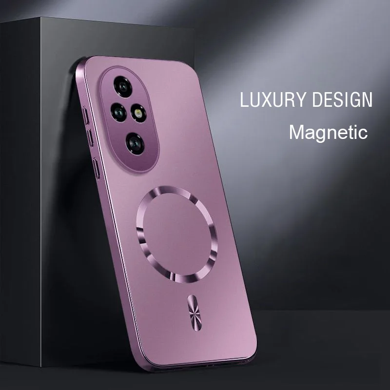 Magnetic Matte Silicone Shockproof Case with Wireless Charging and Hard PC Bumper