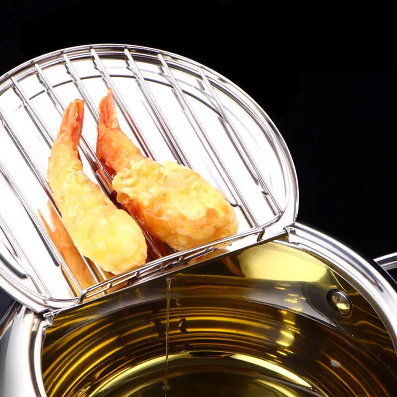 Cookware set stainless steel deep frying pot with thermometer