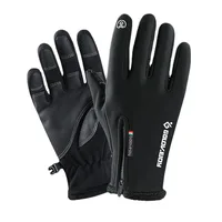Golovejoy Warm Cycling Gloves Zipper Touchscreen Waterproof Windproof Plus Velvet Wear-Resistant Mittens For Men Riding Running 1