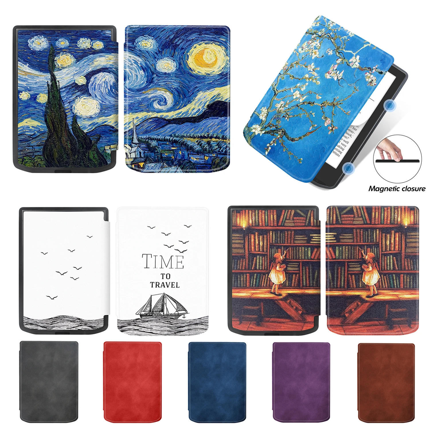 Premium Soft PU Leather E-Book Case with Smart Auto Wake Sleep and Magnetic Protective Shell (6'' Screen)