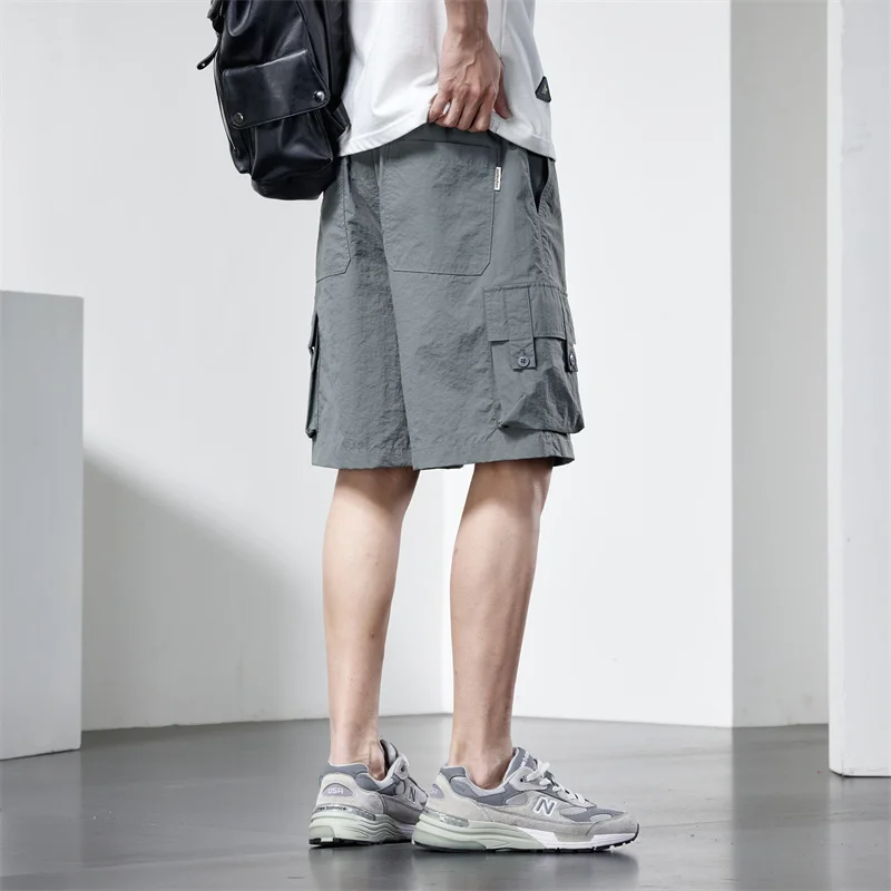 Workwear shorts men's summer leisure sports beachloose ice silk for outerwear shorts  cargo shorts for  men