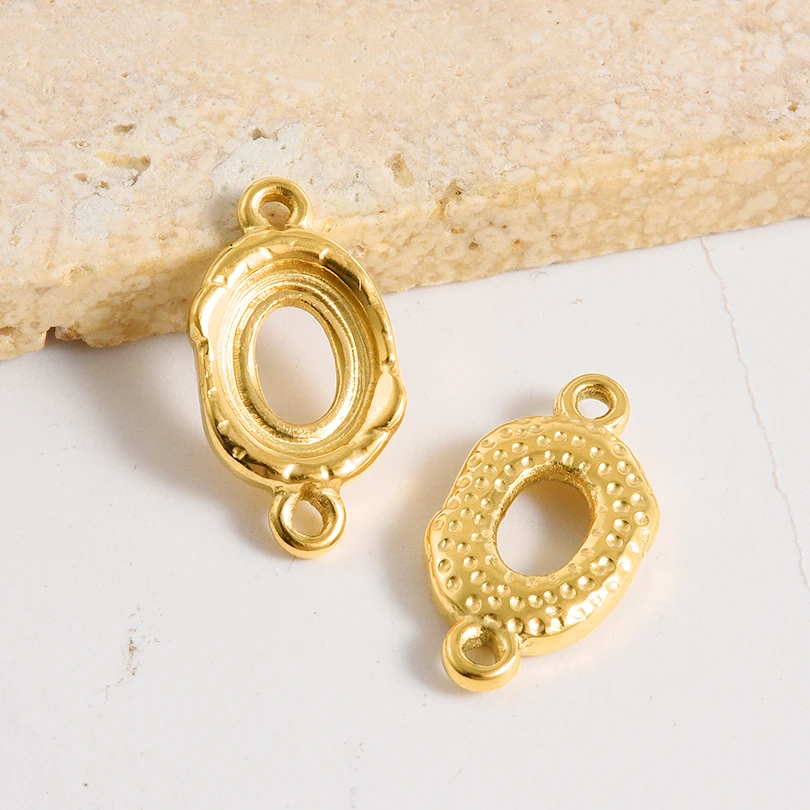 5 stücke Unregelmäßige Geometrische Cabochon Anhänger Gold Farbe Charme Edelstahl Anhänger Für Schmuck Machen DIY Stein Emaille Material – Detail 2