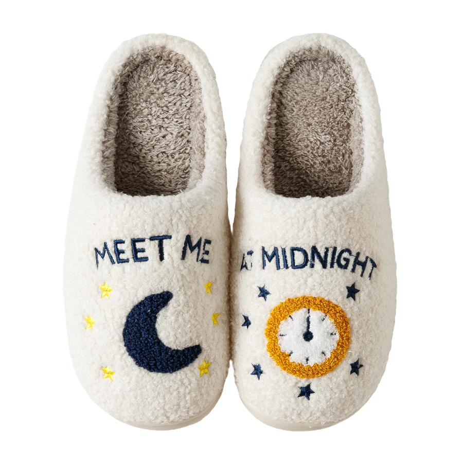 ASIFN Cozy Fuzzy Winter Slippers Meet Me At Midnight Taylor Style Comfy Embroidered Shoes Soft TS Swifties Tour Houseshoes