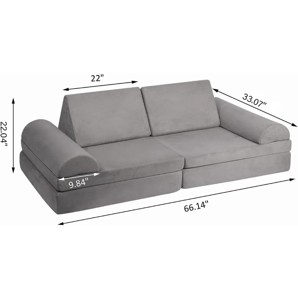 Play Couch Sofa for Kid, Modular Kids Play Couch, Kids Couch for Playroom Bedroom, Children Convertible Foam Cushion Couch 5