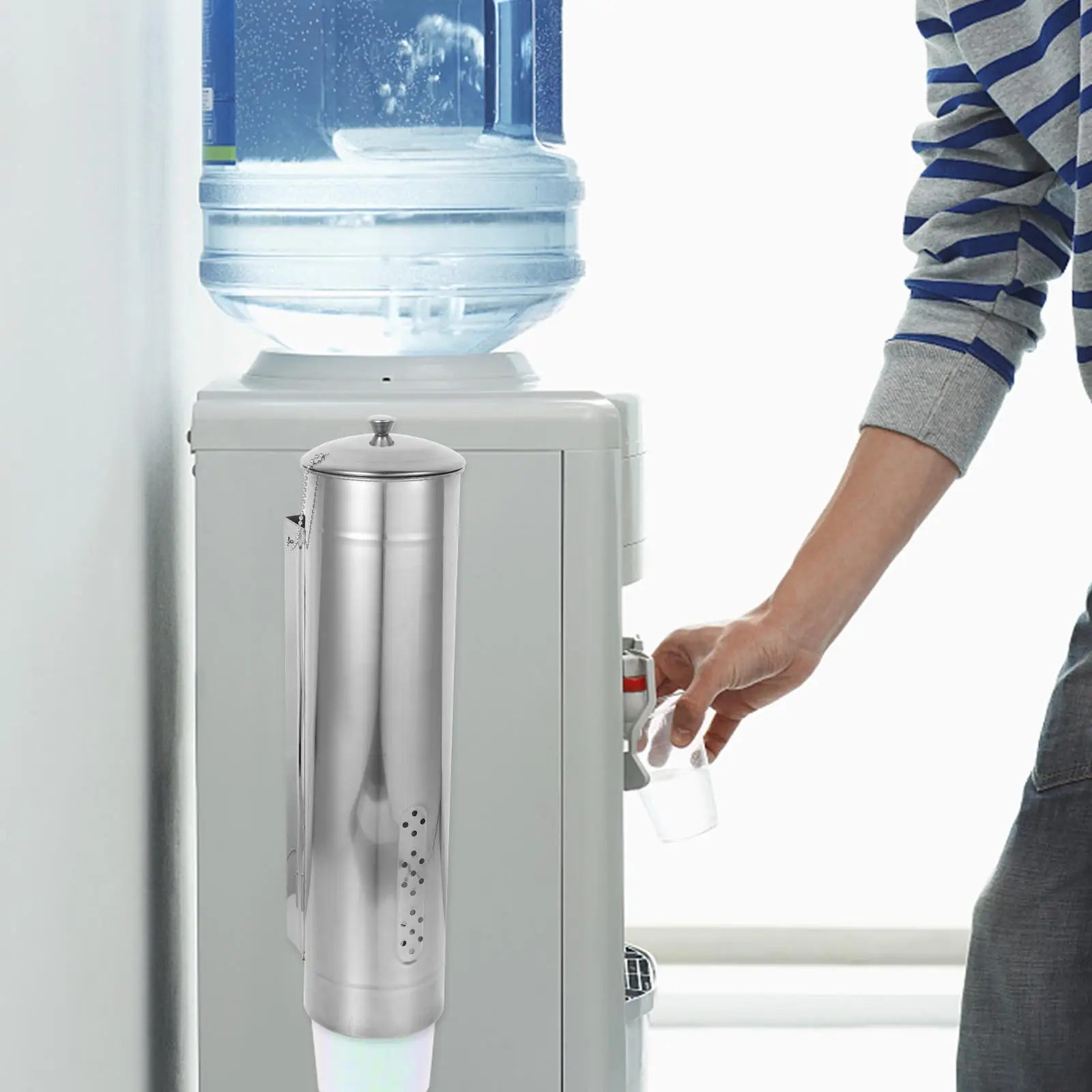 Wall Mount Cup Dispenser Stainless Steel Paper Holder Water Cooler Disposable 120pcs Plastic Hanger Hygienic Design
