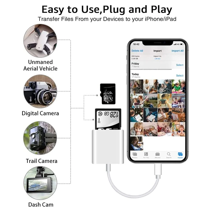 Memory Card Reader Lightning to TF SD Card Reader For iPhone 14 13 12 OTG Camera Photoes Transmission Adapter Phone Accessories