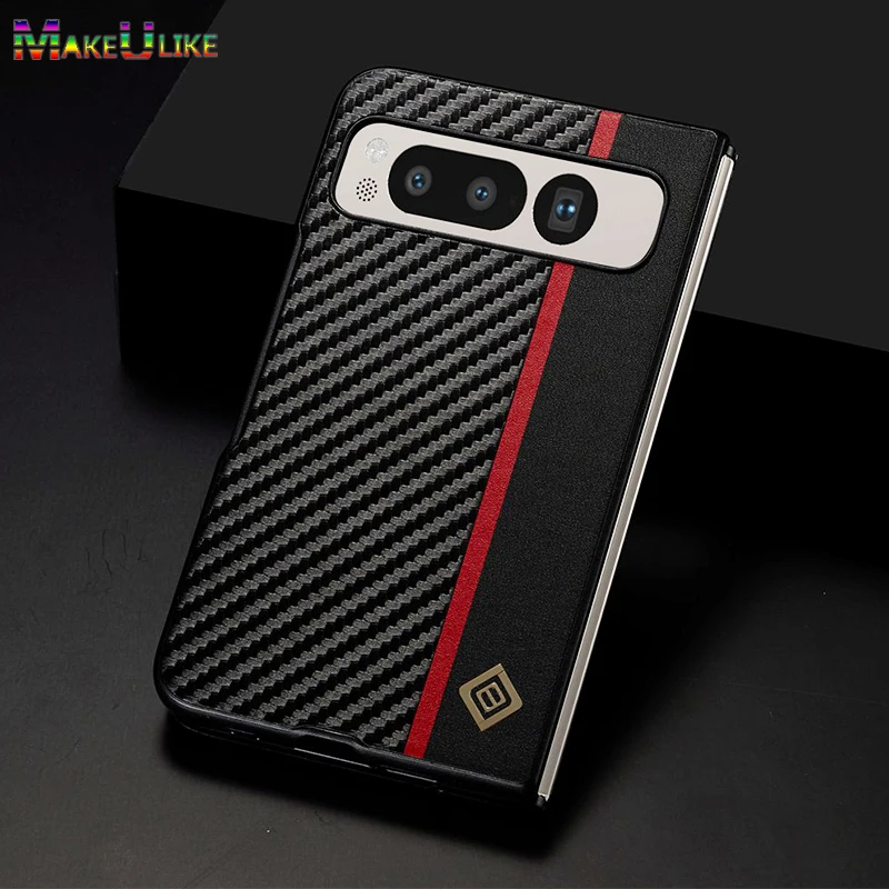 Custodia In Pelle Per Google Pixel Fold Case Cover Posteriore Antiurto Con Striscia Rossa Per Google Pixel Fold Case