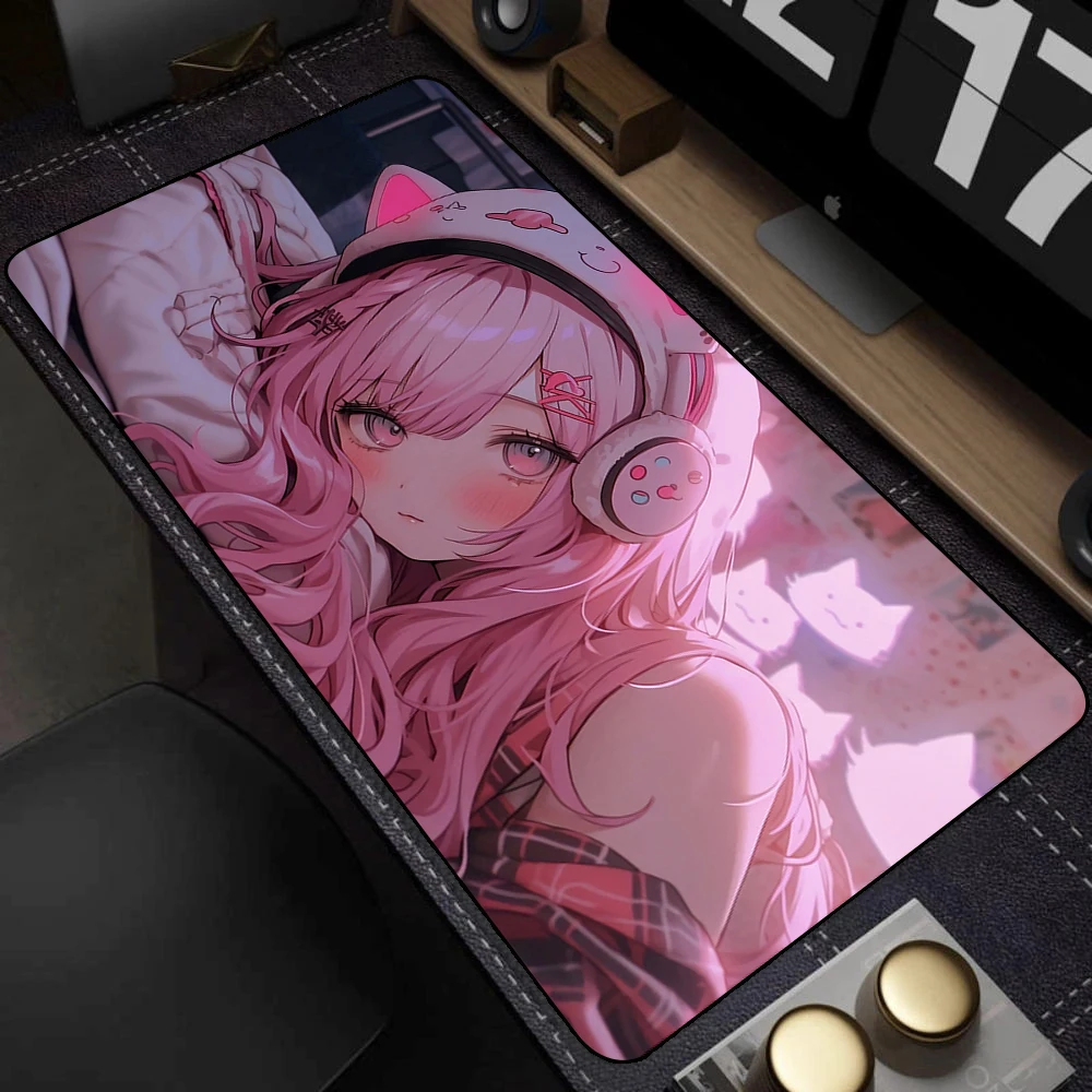 Anime Girls Rubber Mouse Pad Kawaii Non-Slip Pink Desk Mat Cute Large Gaming Mousepad Gamer HD Print Mouse Mat Game Keyboard pad mouse pad gaming mousepad computer desk mat