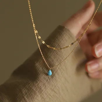 Collana con pendente a goccia blu del tesoro australiano artificiale, placcato in oro 18 carati PVD, eleganti ornamenti per gioielli 1