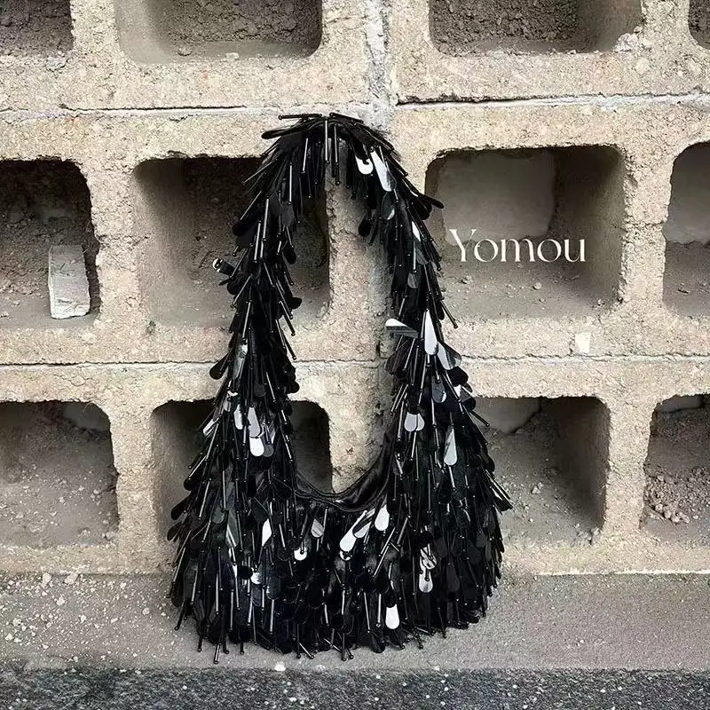 Handmade Beading New Chinese Style Socialite Luxury European American High-end Feel Niche Design Elegant Woven Pink Underarm Bag