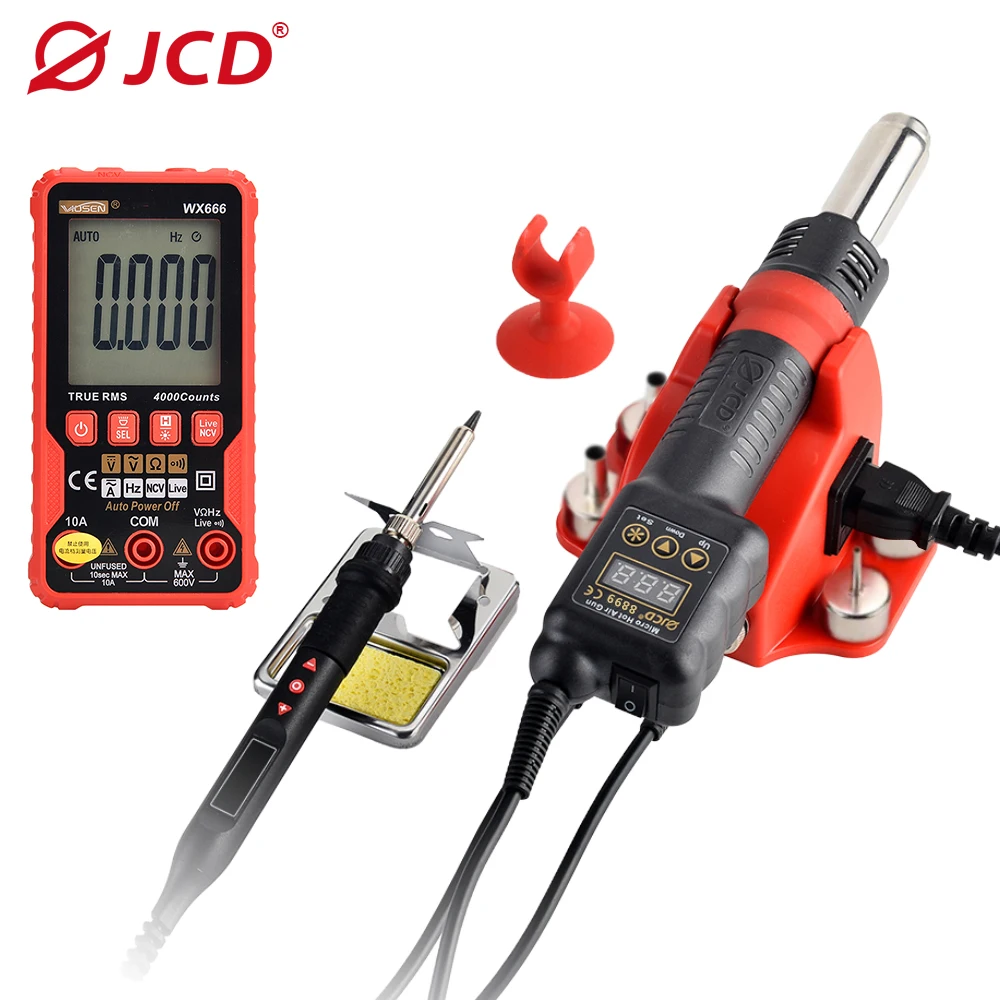 JCD 8899 2022 New 2 in 1 Hot Air Rework Station and 750W Soldering Iron Station LCD Display Intelligent Temperature Correction