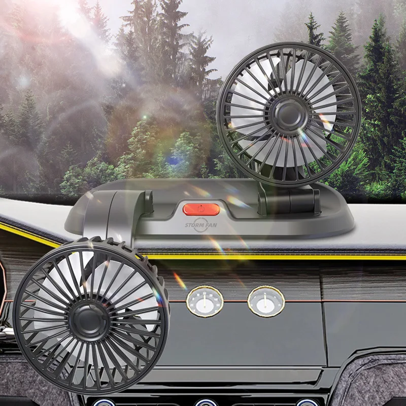 New Car Fan Cooling Double Head USB 2-speed Adjustable Air Accessories Wind Force Adjustment Cooler Auto