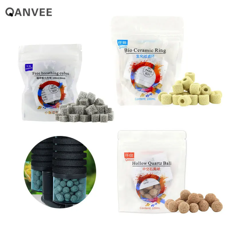 

Hollow Quartz Ball Free Breathing Cubes Bio Ceramic Ring Aquarium Biochemical Sponge Filter Fish Tank Stuff Canister Pet Product