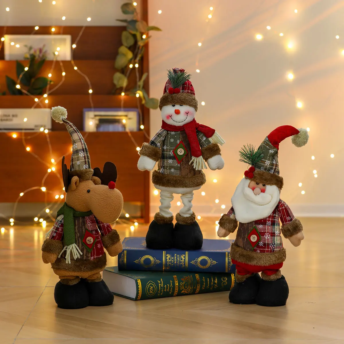 Christmas Decoration Retractable Santa Claus Christmas Plush Doll