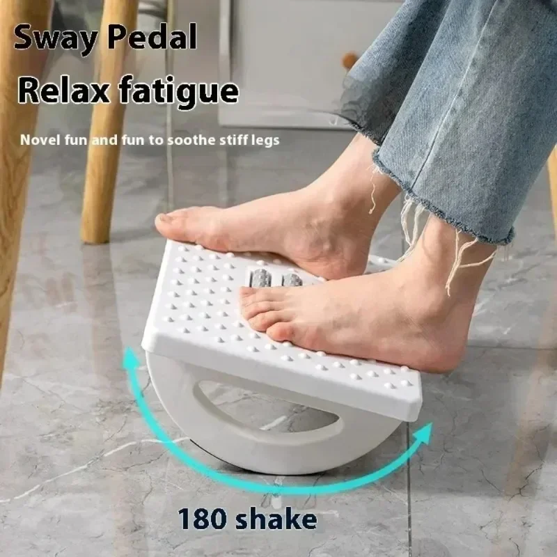 Foot Rest Under Desk, Ergonomic Office Foot Stool for Anti-Cross Leg, Plastic Non-Slip Foot Pedal with Massage Massage Bar 180°