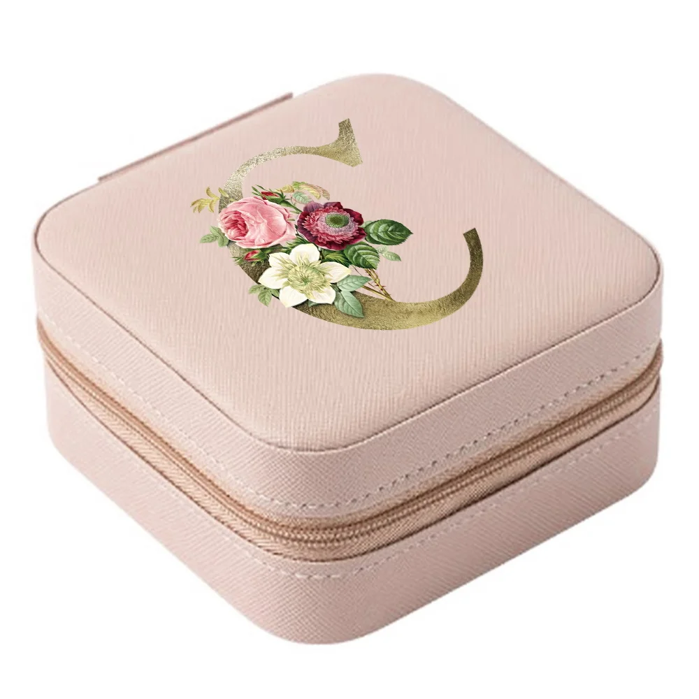 Mini Jewelry Box Organizer Display Travel Jewelry Zipper Case Boxes PU Leather Portable Earrings Necklace Ring Wedding Gift Box