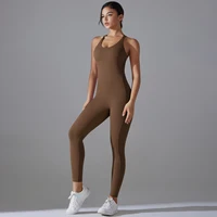 Sexy Backless Bodycon Scrunch Jumpsuit Raises Butt Women Dance Fitness Overalls Push Up Sleeveless Yoga Sport Jump Suit - Image 3