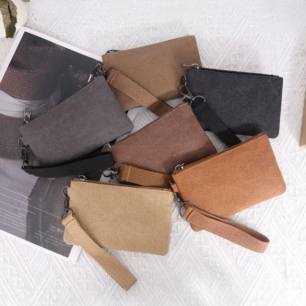 Unisex Canvas Wallet Zippers Coin Bag Purse Pouch Bag Short Wallet Mini Purse Card Holder Fabric Coin