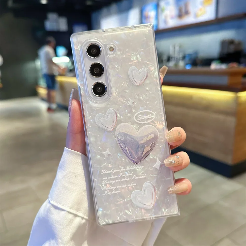 Luxury Shell Butterfly Fold Case - Cartoon Flower Slim Shockproof Cover