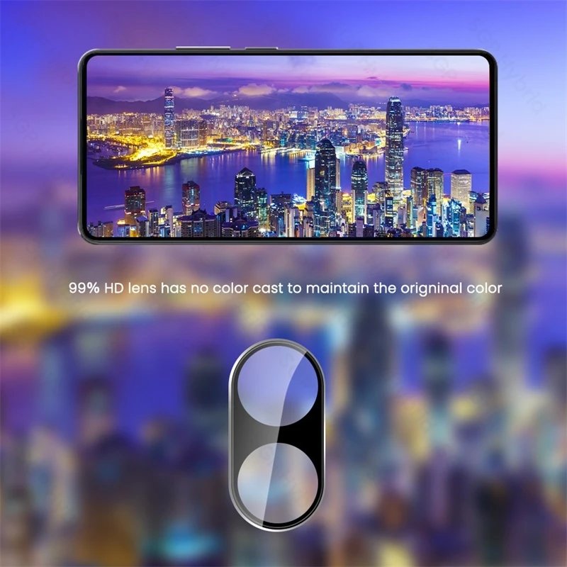 2-Pack Black 3D Camera Protective Glass with 9H Curved Lens Film