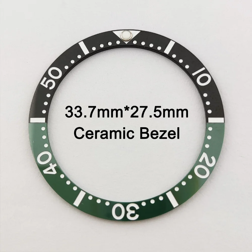 Green Luminous Ceramic Watch Bezel Insert - 33.7mm