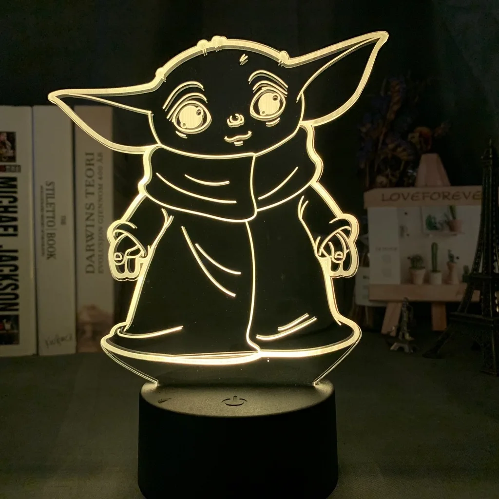 3d-лампа Звездные войны Disney модель куклы Йоды меняющая цвет светодиодный