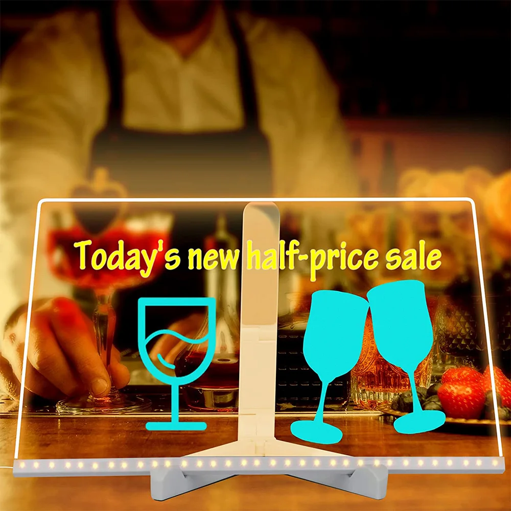 Special Unique LED Acrylic Message Note Board Lamp with USB Bracket - Handwriting Night Light - Customized Gift for Bedroom Deco