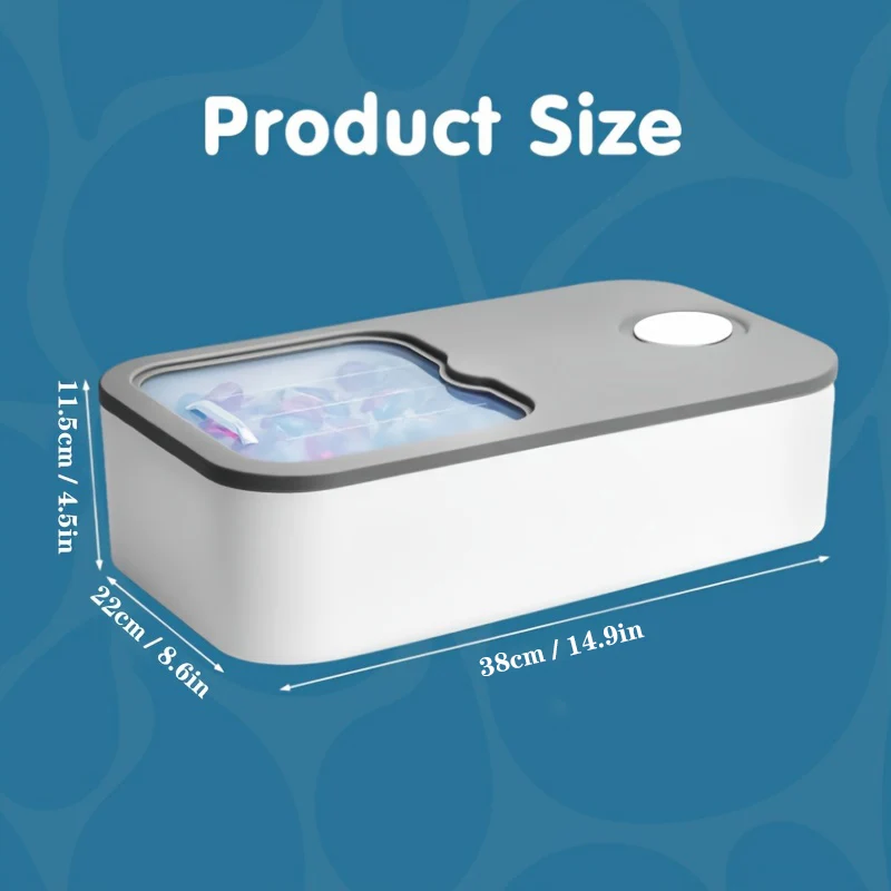 קופסת כביסה עם מכסה מחולק, מחזיקה עד 150 כביסות ארגון ואחסון לחדר הכביסה חומר ניקוי לכביסה