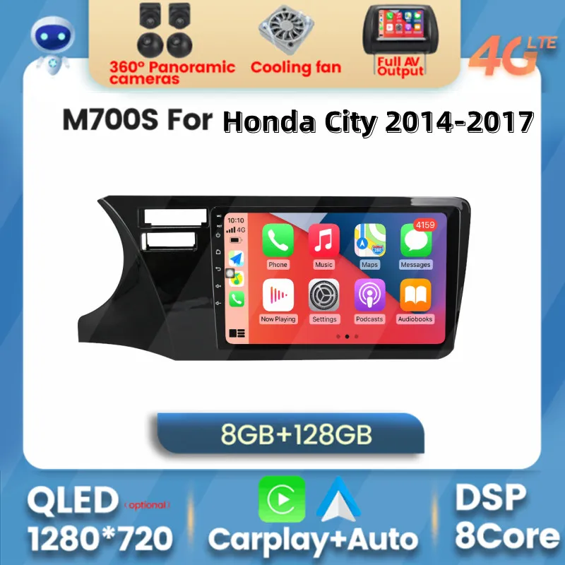 

Android 11 Car Video Player 8G+128G For Honda City 2014-2017 Carplay Multimedia Automatic Radio GPS Navigation Support WiFi RDS