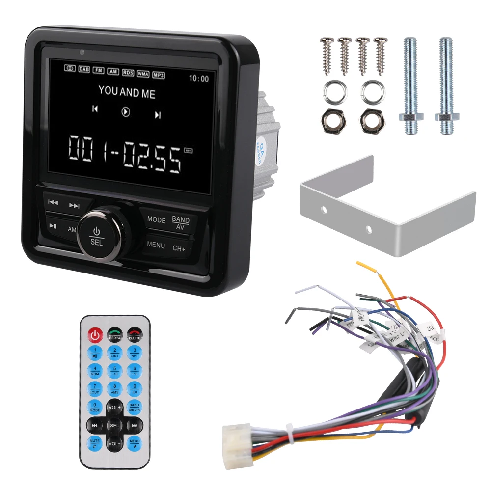 

Waterproof Marine Stereo Bluetooth Radio Motorcycle Audio Boat Car MP3 Player Auto Sound System FM AM Receiver For SPA UTV ATV