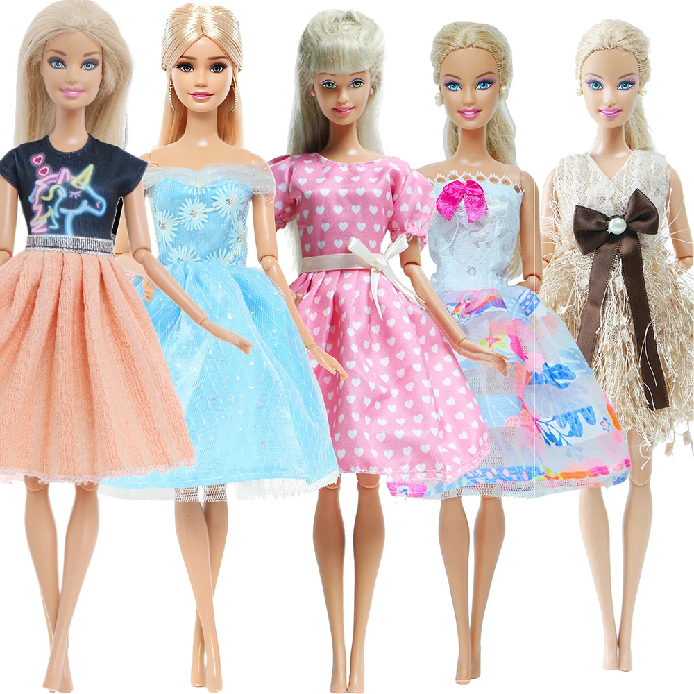 Fashion Doll Dress 5 Set Handmade Lace Mini Party Gown Wedding Wear Skirt Clothes for Barbie Doll Accessories Kids Gift barbie doll clothes doll clothes doll accessories doll clothes accessories