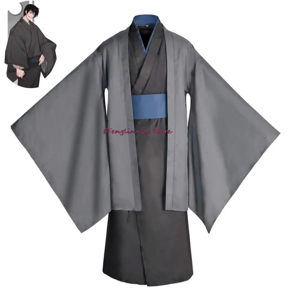 

Anime Jujutsu Kaisen Fushiguro Toji Cosplay Costume Wig Japanese Long Sleeved Kimono Cloak Man Halloween Christmas Suit
