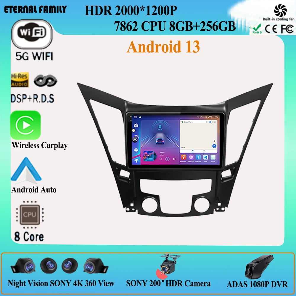 

Android 13 для Hyundai Sonata 6 YF i40 i45 2011-2015Car Радио Мультимедийный видеоплеер Android авто беспроводной адаптер