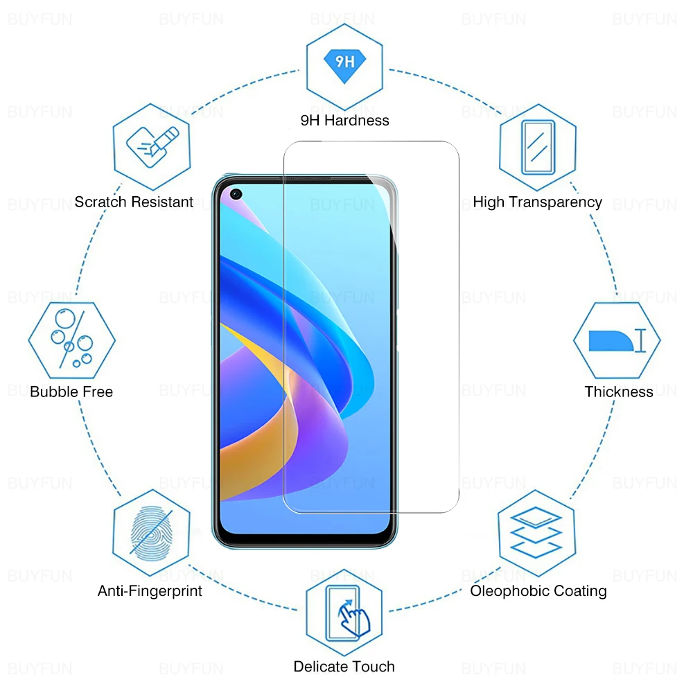 Закаленное стекло для Oppo A36, A76, A96, 3 шт., защитная пленка для экрана Oppo A16, A16s, A15, A15s, A54, A54s, A74, A94, желтое защитное стекло