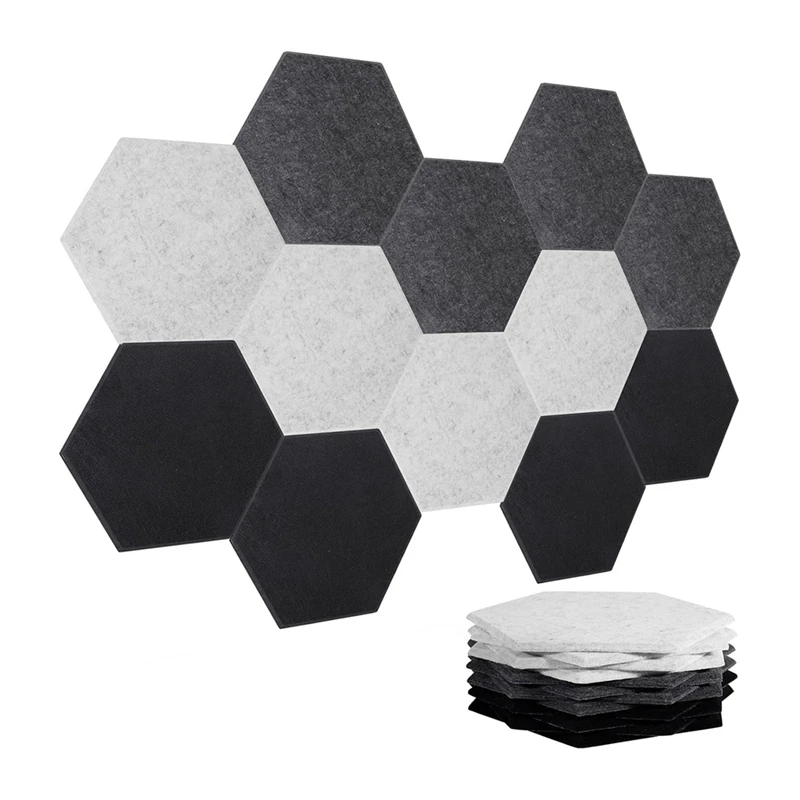 Top-Acoustic Panels, 12 Pack Soundproof Wall Panels,Self-Adhesive Sound Absorbing, Hexagon Sound Proof Panels